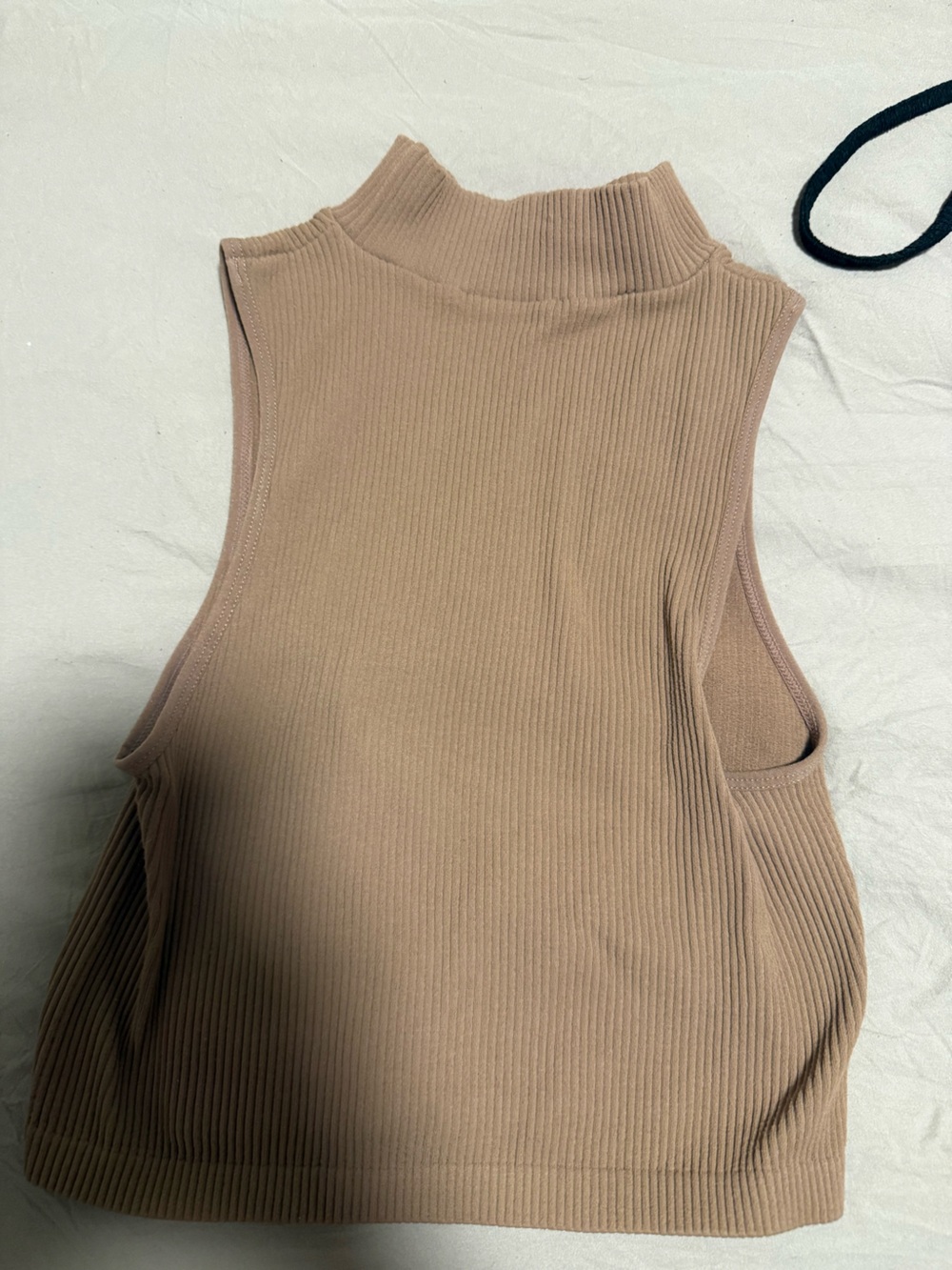Zara Ribbed Top in Light Taupe